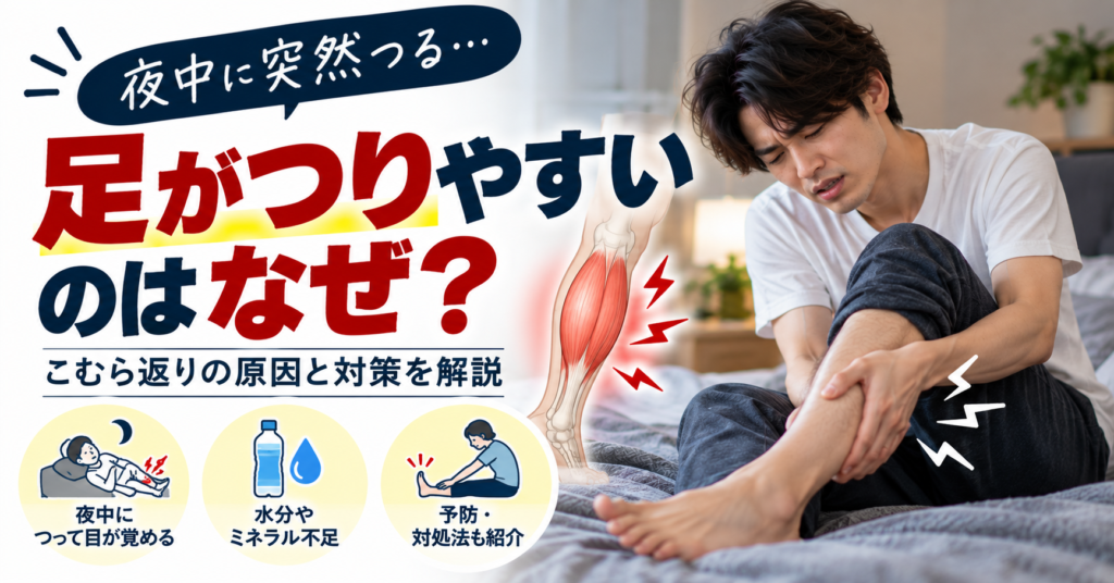 足がつりやすいのはなぜ？夜中のこむら返りの原因と対策を解説